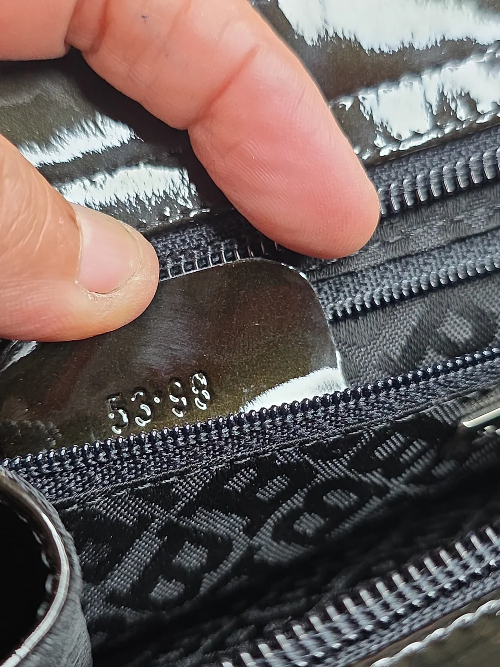 Bally EUC Black/Brown Patent Leather Clutch Wristlet